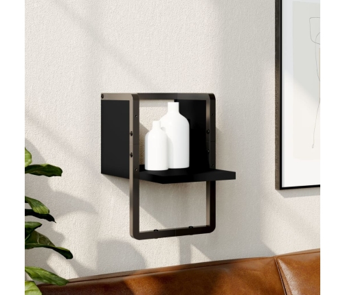 Estante de pared con barra negro 20x25x30 cm