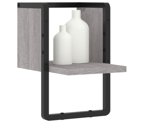 Estante de pared con barra gris Sonoma 20x25x30 cm