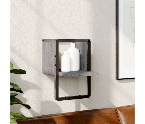 Estante de pared con barra gris Sonoma 20x25x30 cm