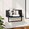 Estante de pared con barra negro 40x25x30 cm