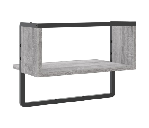 Estante de pared con barra gris Sonoma 40x25x30 cm