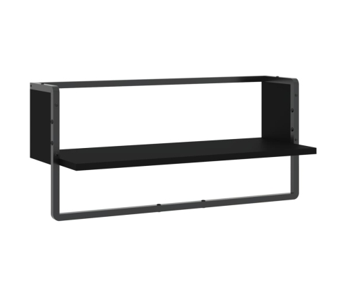 Estante de pared con barra negro 65x25x30 cm