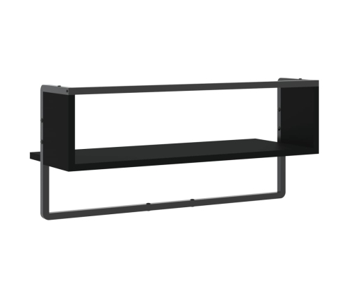 Estante de pared con barra negro 65x25x30 cm