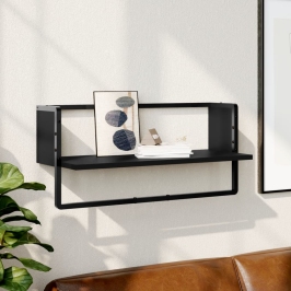 Estante de pared con barra negro 65x25x30 cm