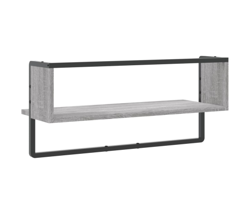 vidaXL Estante de pared con barra gris Sonoma 65x25x30 cm