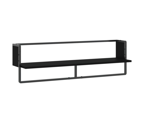 vidaXL Estante de pared con barra negro 100x25x30 cm