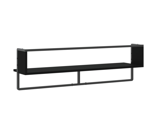 vidaXL Estante de pared con barra negro 100x25x30 cm