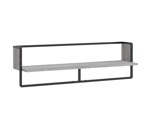 Estante de pared con barra gris Sonoma 100x25x30 cm