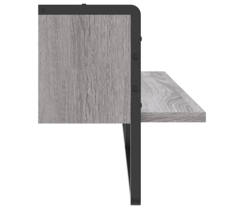 Estante de pared con barra gris Sonoma 100x25x30 cm