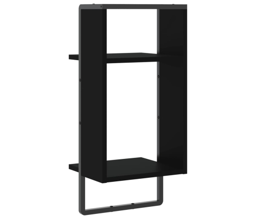 Estante de pared con barra negro 30x25x65 cm