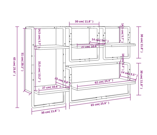 Estantes de pared con barras 4 pzas madera de ingeniería negro