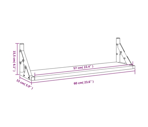 vidaXL Estantes de pared 2 unidades negro 60x15x15,5 cm