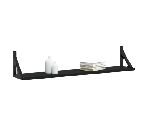 Estantes de pared 2 uds madera ingeniería negro 80x15x15,5 cm