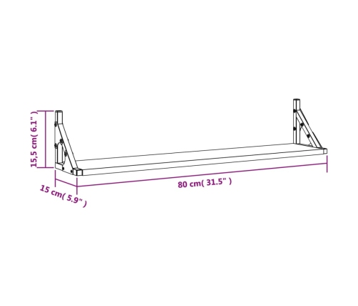 Estantes de pared 2 uds madera ingeniería negro 80x15x15,5 cm