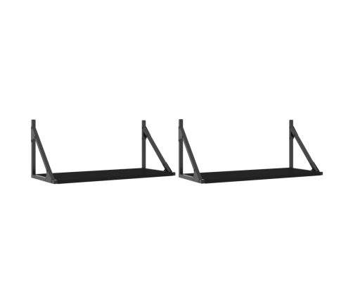 Estantes de pared 2 uds madera ingeniería negro 60x25x25,5 cm