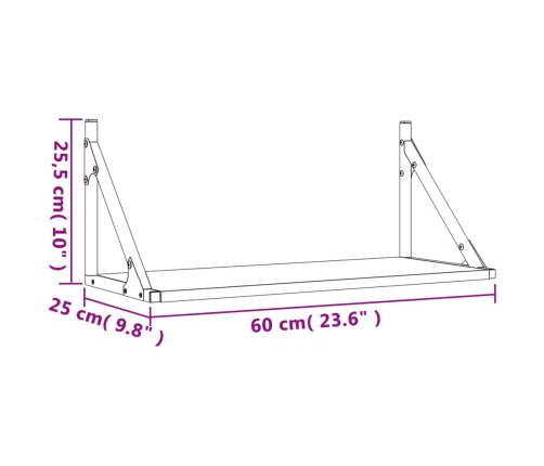 Estantes de pared 2 uds madera ingeniería negro 60x25x25,5 cm