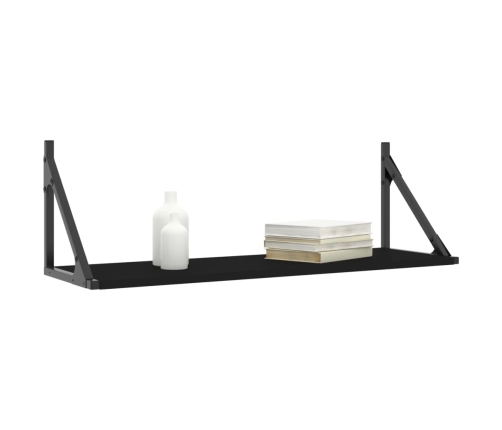 Estantes de pared 2 uds madera ingeniería negro 80x25x25,5 cm