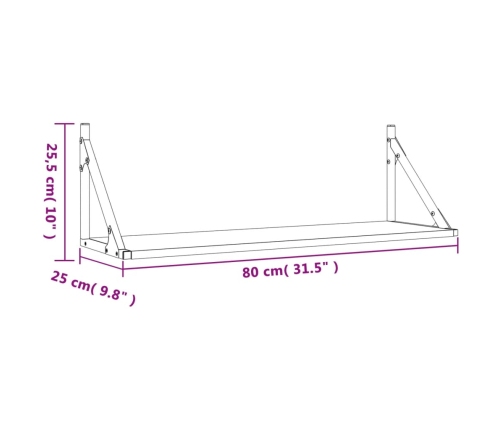 Estantes de pared 2 uds madera ingeniería negro 80x25x25,5 cm