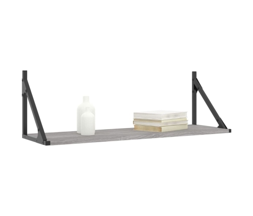 Estantes pared 2 uds madera ingeniería gris Sonoma 80x25x25,5cm