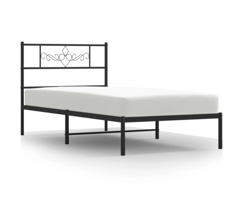 Estructura cama sin colchón con cabecero metal negro 80x200 cm