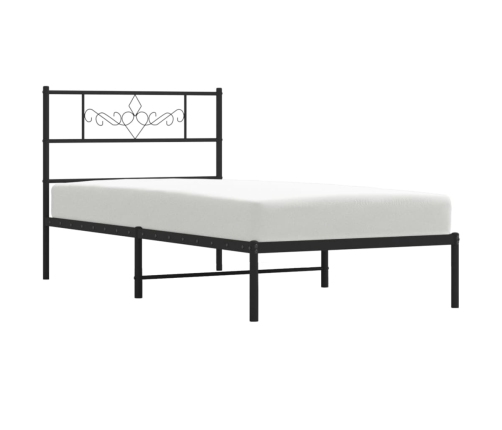 Estructura cama sin colchón con cabecero metal negro 80x200 cm