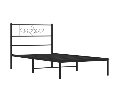 Estructura cama sin colchón con cabecero metal negro 80x200 cm