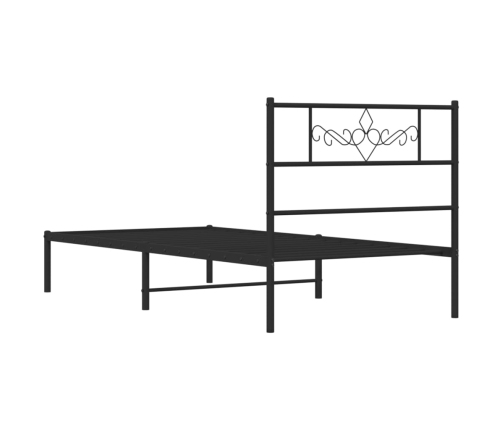 Estructura cama sin colchón con cabecero metal negro 80x200 cm