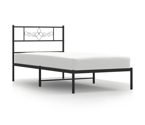 Estructura cama sin colchón con cabecero metal negro 90x190 cm