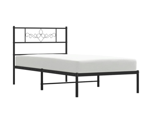 Estructura cama sin colchón con cabecero metal negro 90x190 cm