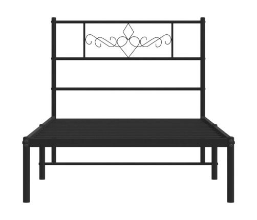 Estructura cama sin colchón con cabecero metal negro 90x190 cm