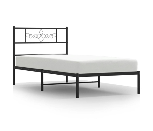 Estructura cama sin colchón con cabecero metal negro 100x200 cm