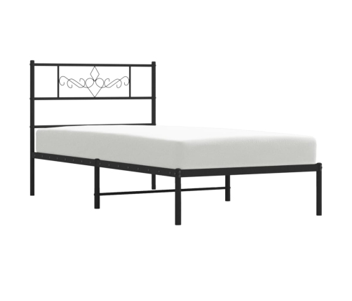 Estructura cama sin colchón con cabecero metal negro 100x200 cm