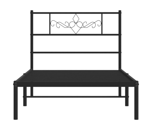 Estructura cama sin colchón con cabecero metal negro 100x200 cm