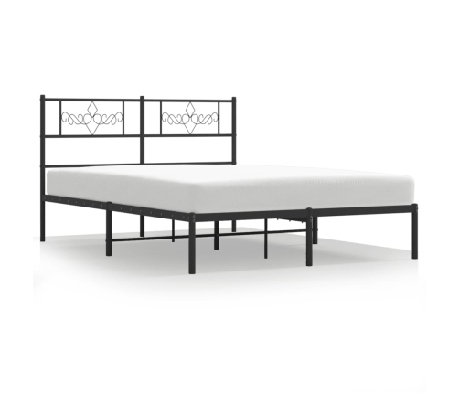 Estructura cama sin colchón con cabecero metal negro 120x190 cm