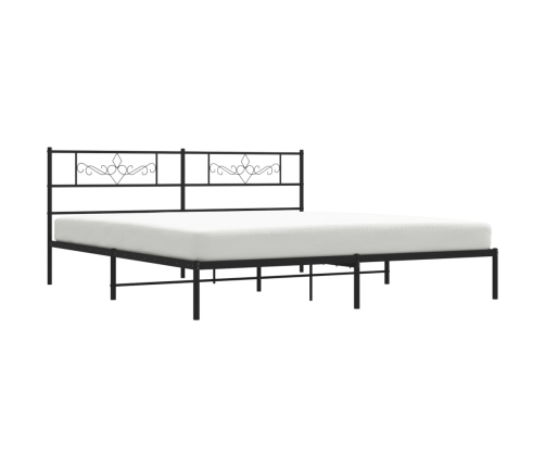 Estructura cama sin colchón con cabecero metal negro 193x203 cm