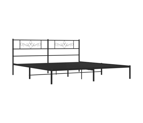 Estructura cama sin colchón con cabecero metal negro 193x203 cm