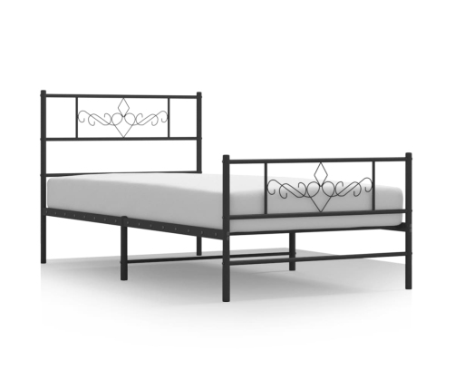 Estructura cama sin colchón con estribo metal negro 80x200 cm