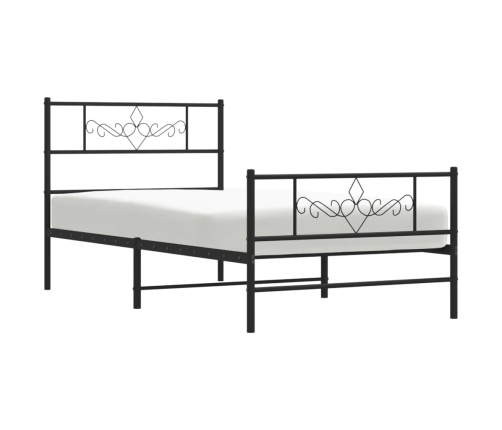 Estructura cama sin colchón con estribo metal negro 80x200 cm