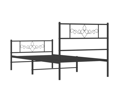 Estructura cama sin colchón con estribo metal negro 80x200 cm