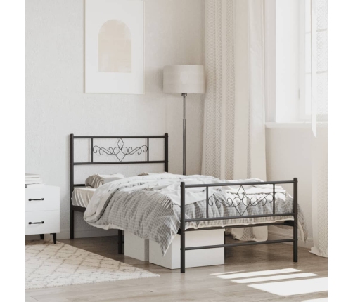 Estructura cama sin colchón con estribo metal negro 80x200 cm