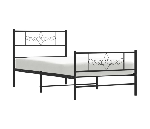 Estructura cama sin colchón con estribo metal negro 100x190 cm