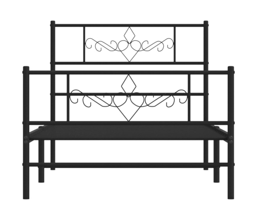 Estructura cama sin colchón con estribo metal negro 100x190 cm