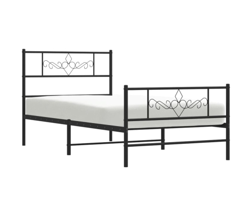 Estructura cama sin colchón con estribo metal negro 107x203 cm