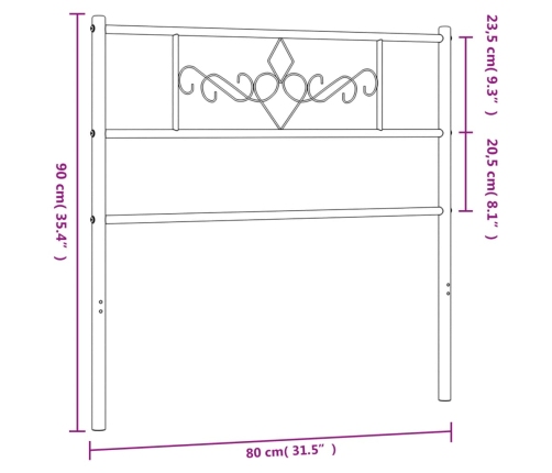 Cabecero de metal negro 75 cm