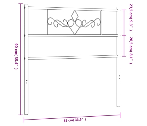 Cabecero de metal negro 80 cm