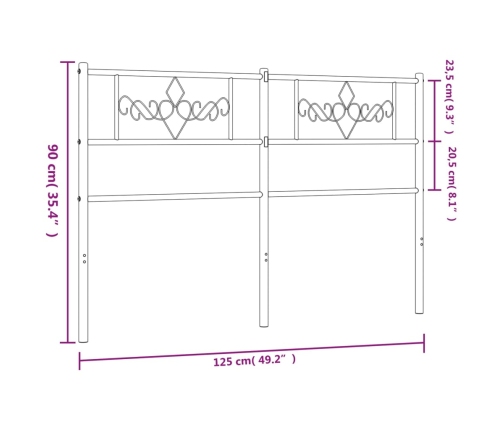 Cabecero de metal negro 120 cm