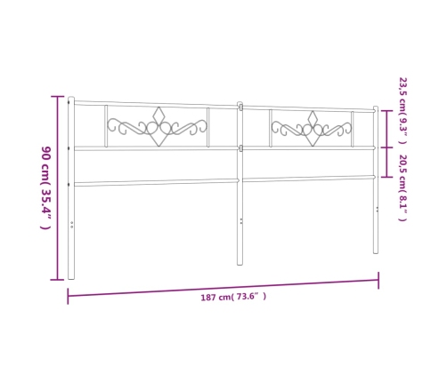 Cabecero de metal negro 180 cm