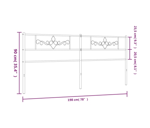 Cabecero de metal negro 193 cm