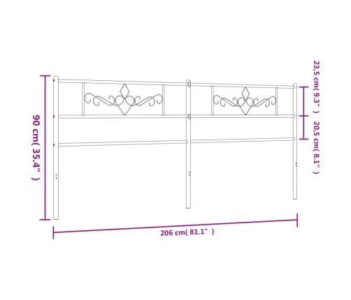 Cabecero de metal negro 200 cm