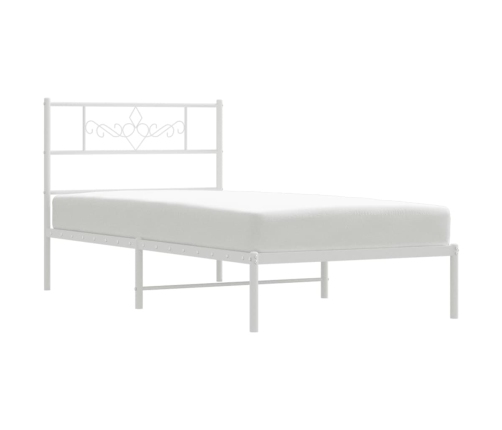 Estructura cama sin colchón con cabecero metal blanco 75x190 cm